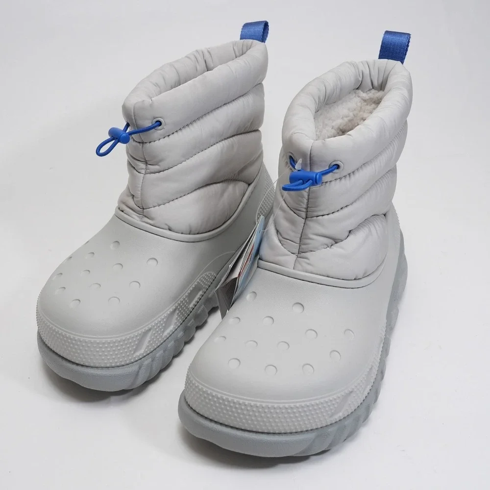 Crocs Duet Max II Boot Women‎ 8 Grey Insulated Faux Fur Puffy Winter Snow 208773